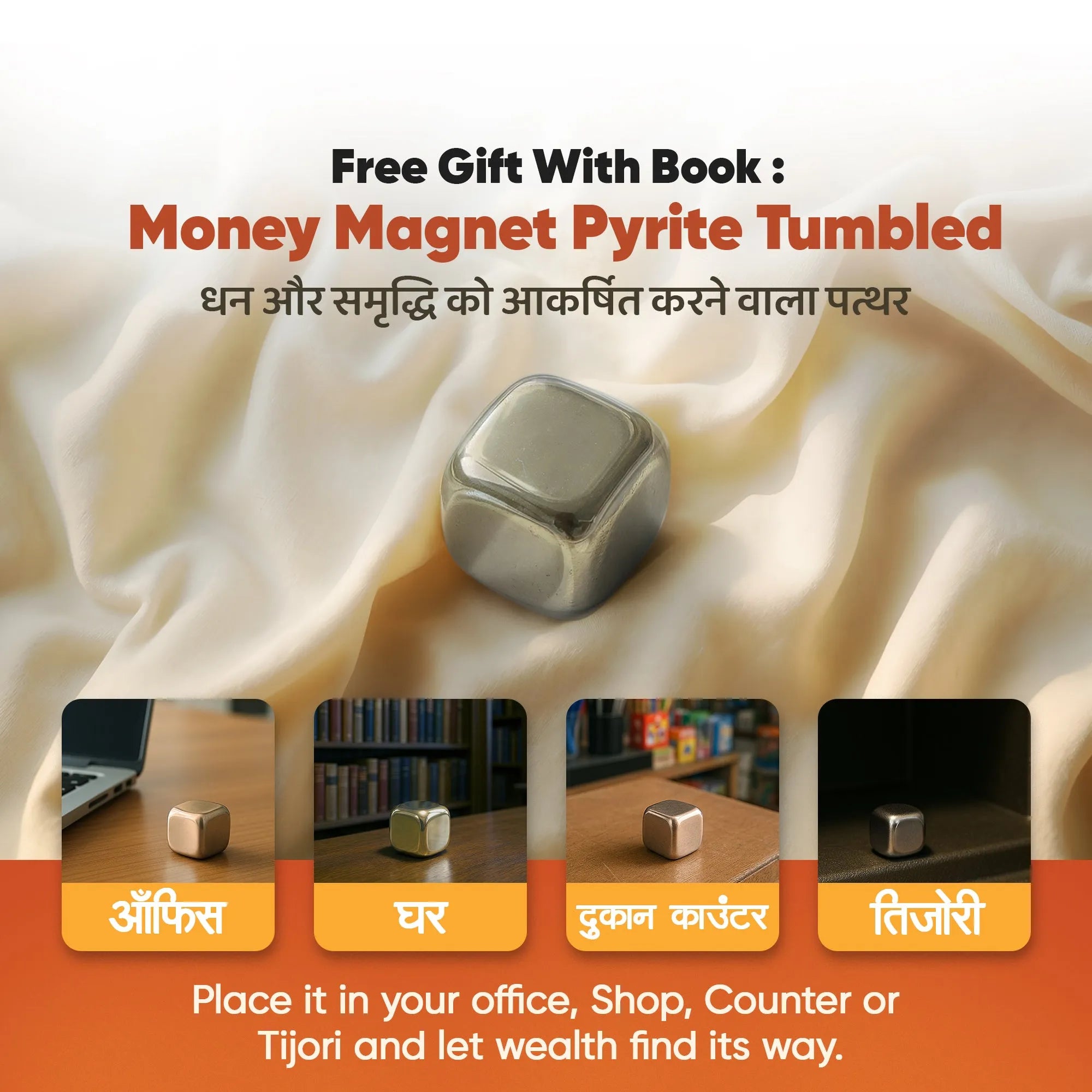 Laxmi Prapti Ke Upay – Hindi Book + Free Pyrite Tumbled (Money Attraction Stone)