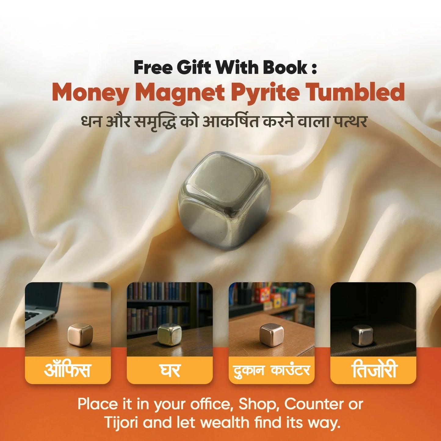 Laxmi Prapti Ke Upay – Hindi Book + Free Pyrite Tumbled (Money Attraction Stone)